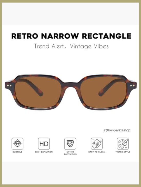 Retro Rectangle Sunglasses, UV400 Protection, Lightweight Frame main image 6